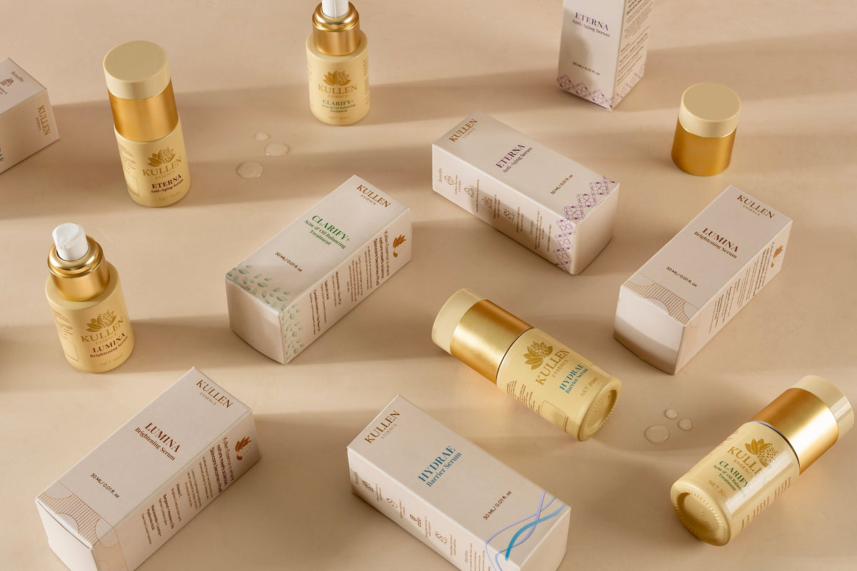 Kullen skincare serums collection - Lumina, Hydrae, Clarify+ and Eterna face serums