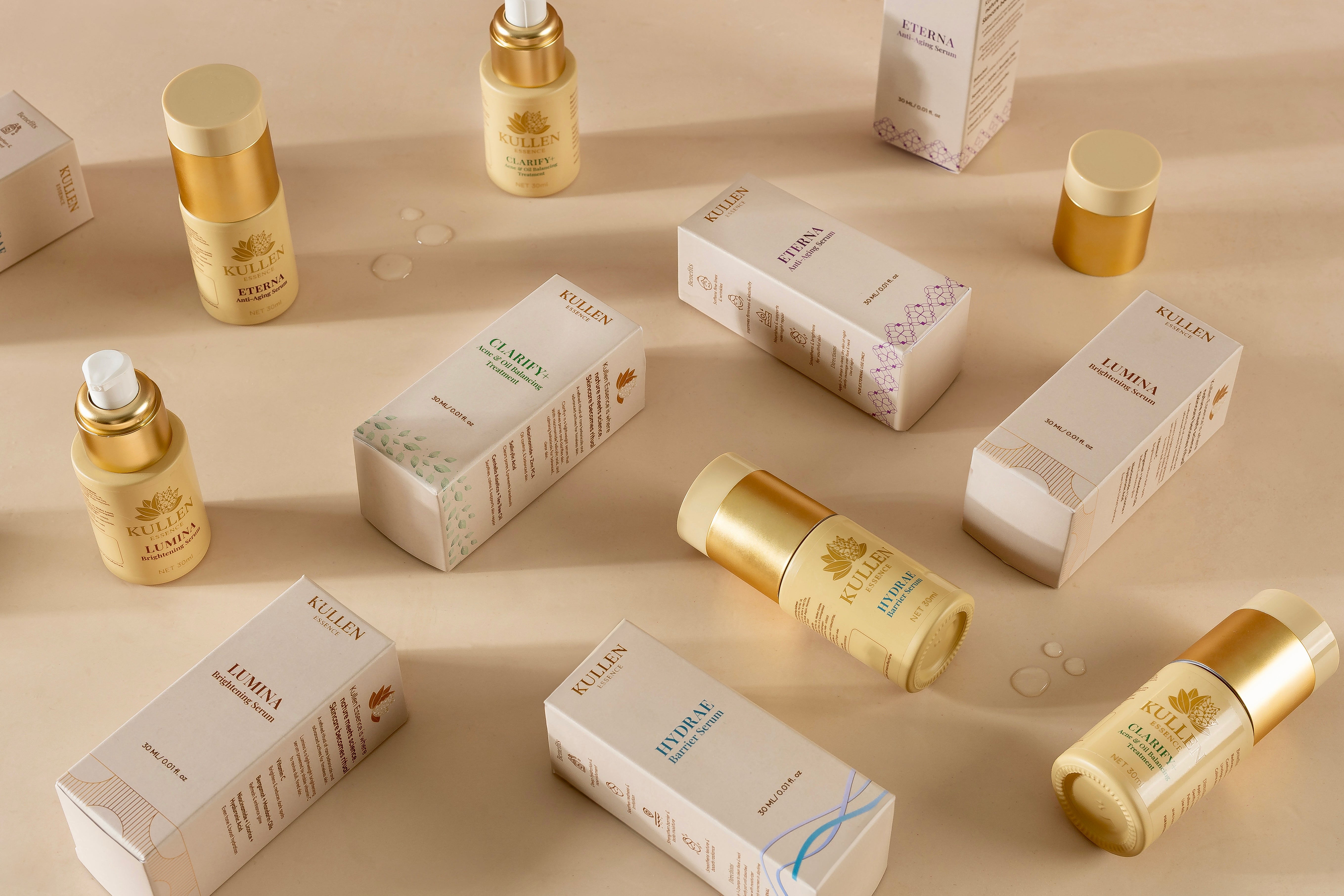 Kullen skincare serums collection - Lumina, Hydrae, Clarify+ and Eterna face serums