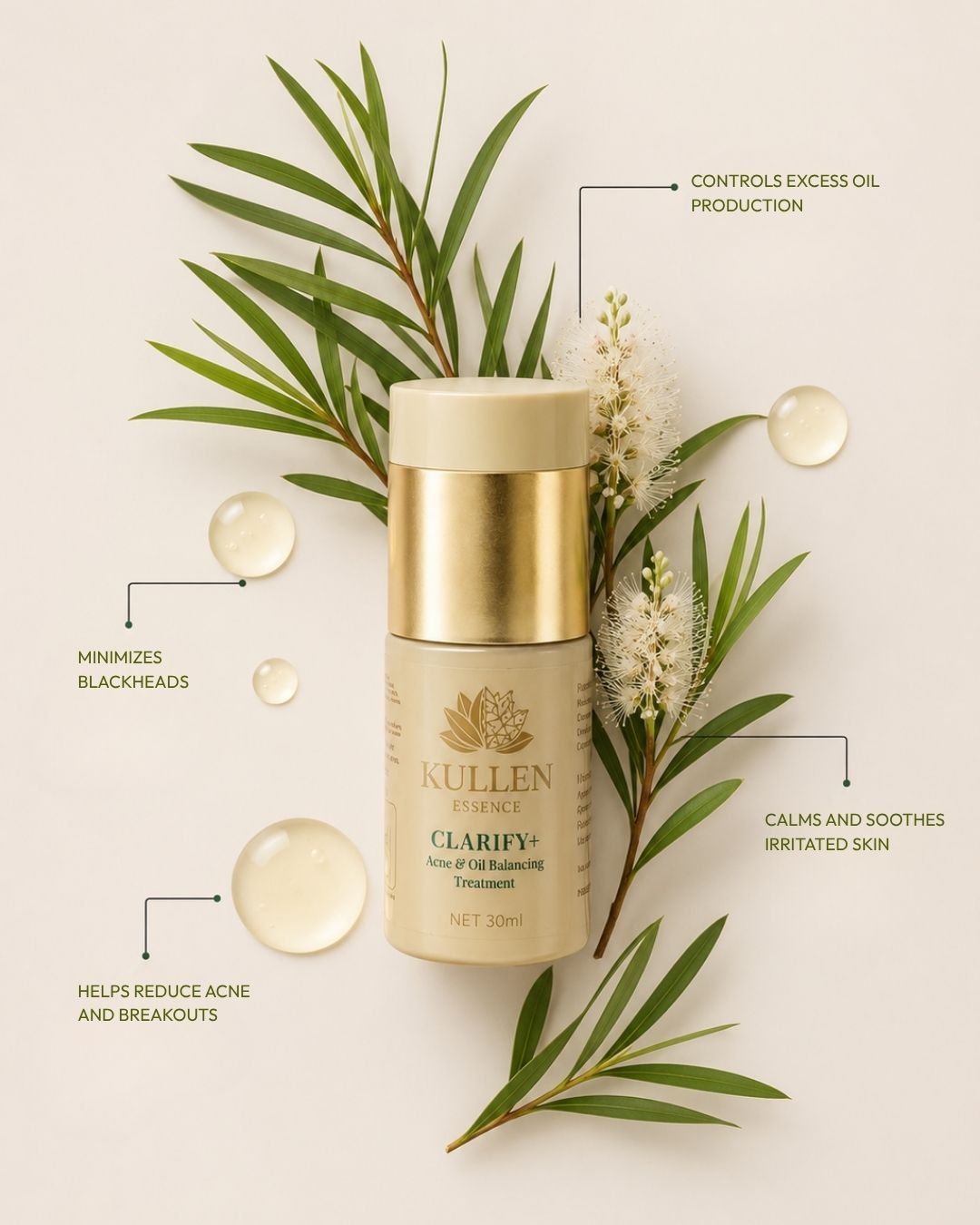 Salicylic Acid and Niacinamide ingredients in Kullen Clarify+ Serum