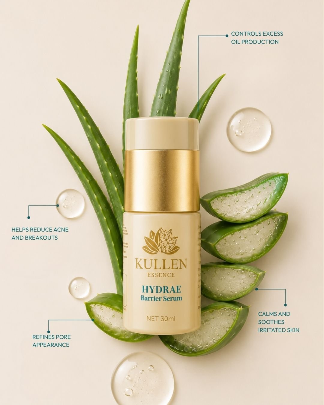 Hydrae Barrier Serum with Squalane & Hyaluronic Acid | 30ml - Kullen Essence