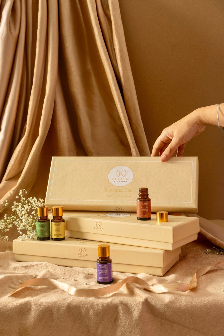 Kullen Essential Oil Gift Set | Box of 6 | Frankincense, Tea Tree, Lemon, Lavender, Ginger & Rosemary | 6 x 10ml - Kullen Essence – Skincare & Aroma Oils