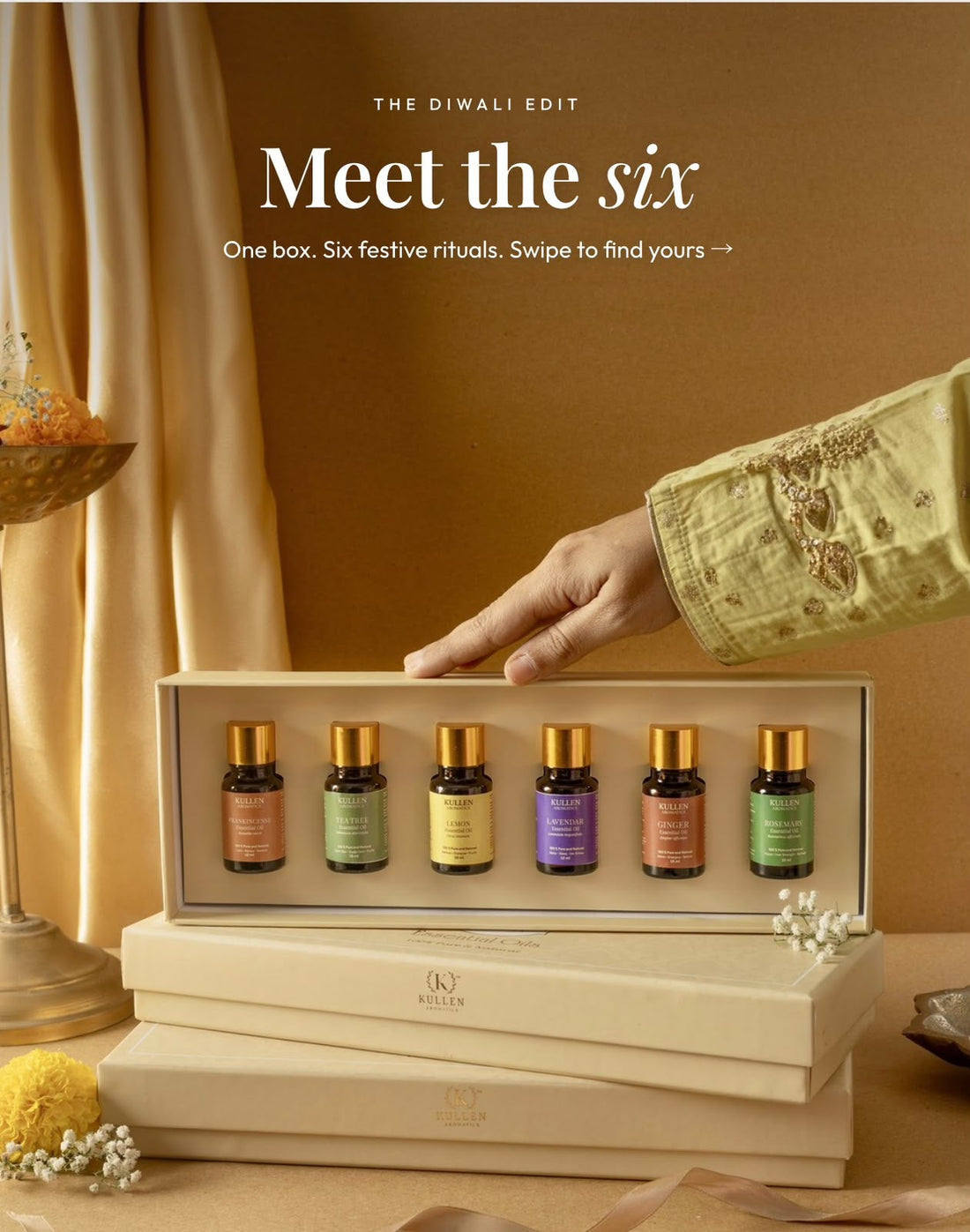 Kullen Essential Oil Gift Set | Box of 6 | Frankincense, Tea Tree, Lemon, Lavender, Ginger & Rosemary | 6 x 10ml - Kullen Essence – Skincare & Aroma Oils