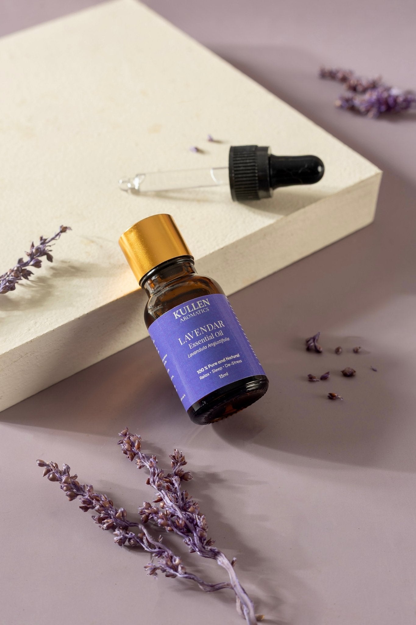 Kullen Lavender Essential Oil 15ml bottle - pure calming aromatherapy oil
