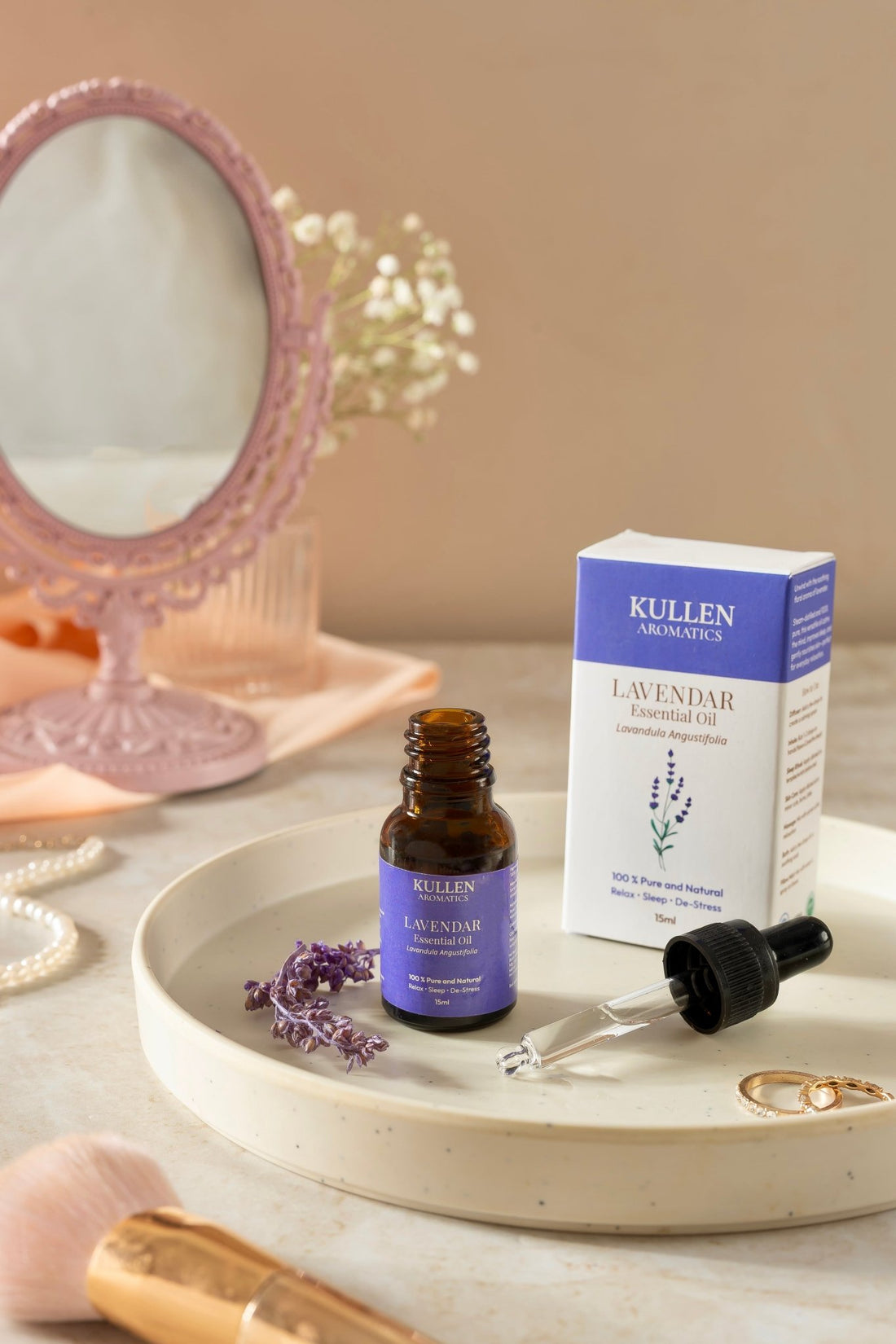 Kullen Lavender Essential Oil 15ml bottle - pure calming aromatherapy oil