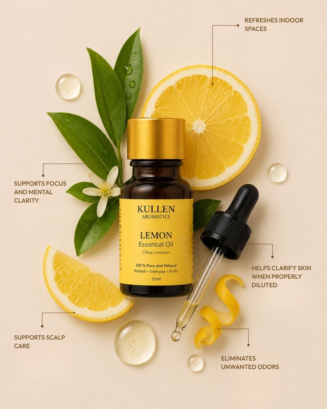 Fresh lemon peels used to extract Kullen Lemon Essential Oil