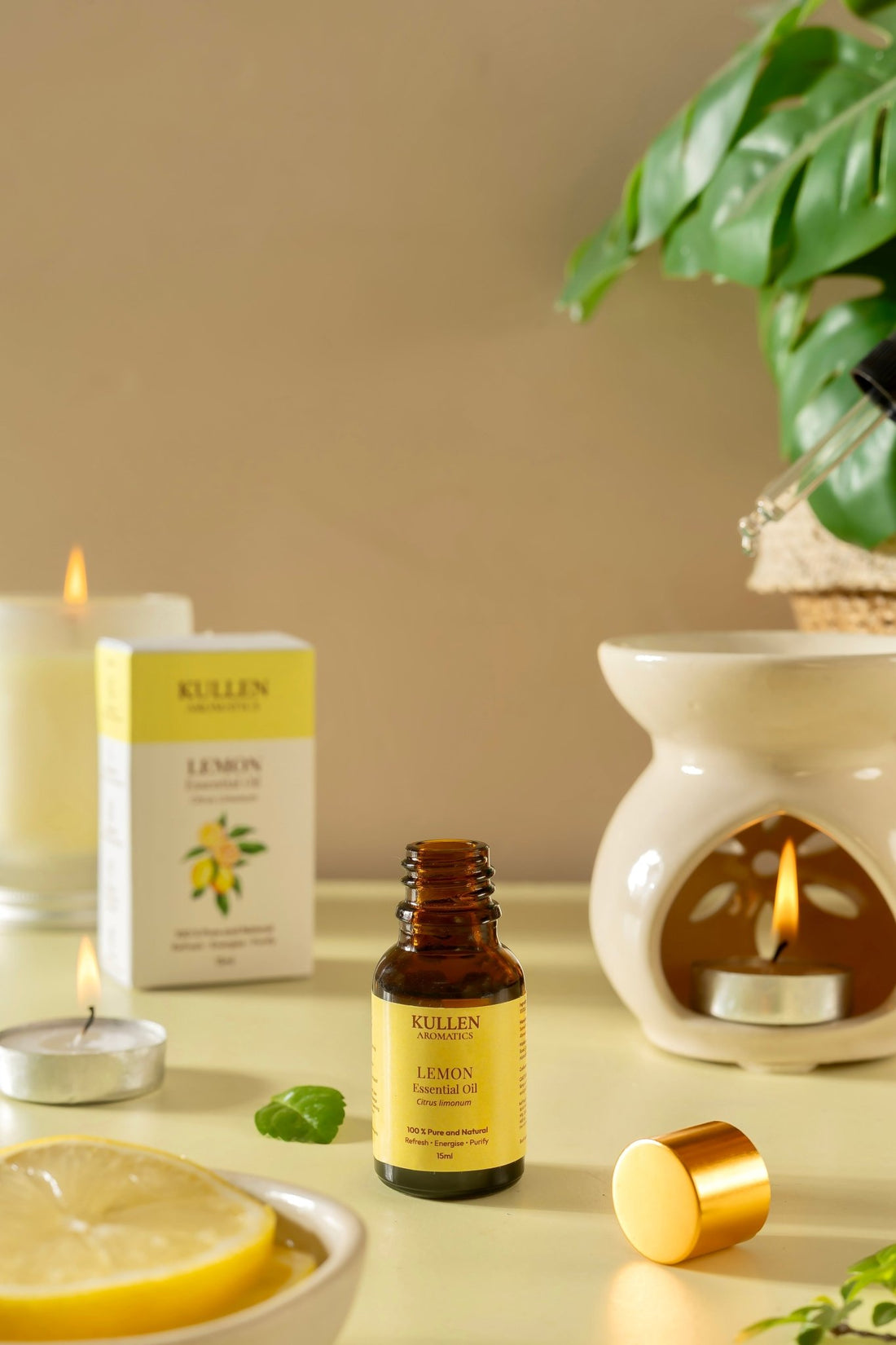 Kullen Lemon Essential Oil diffusing for uplifting home fragrance