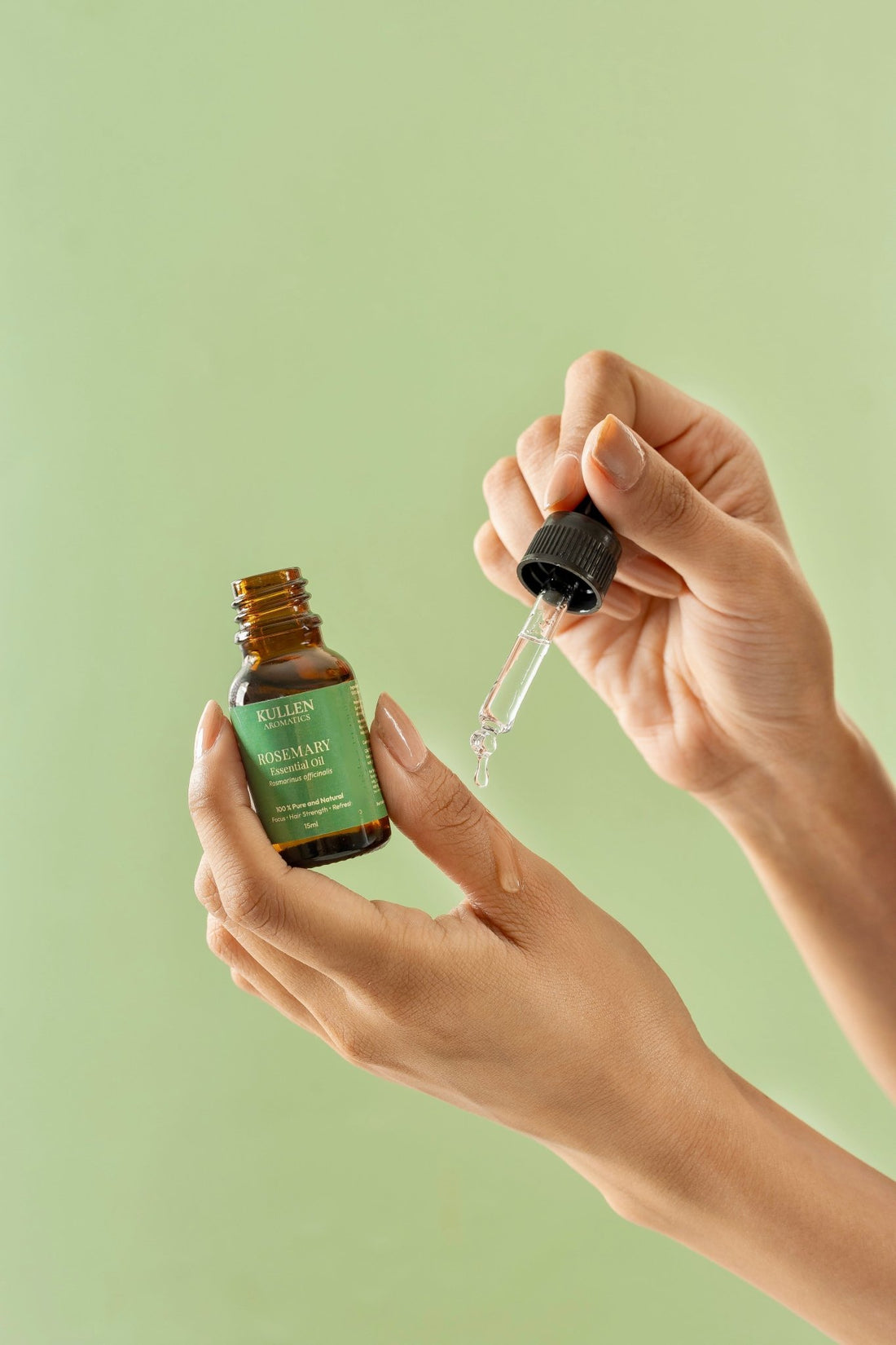 Kullen Rosemary Essential Oil used for scalp massage and hair care