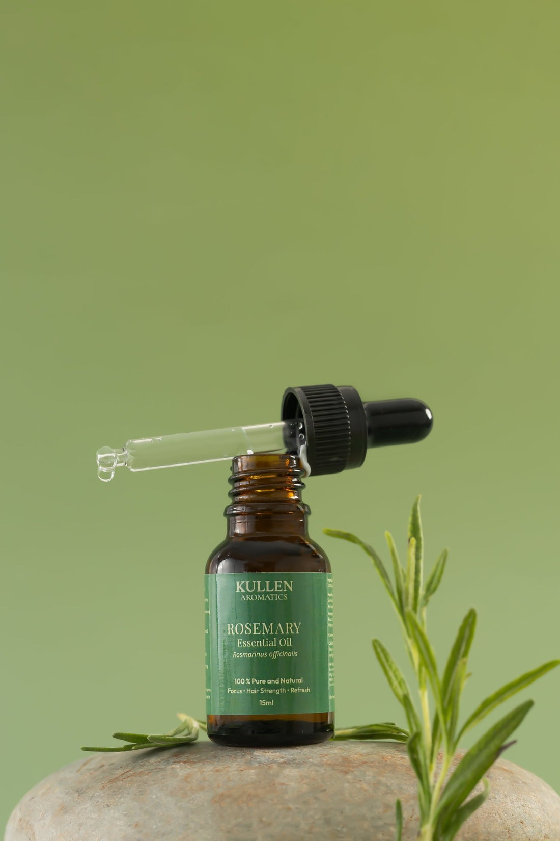 Kullen Rosemary Essential Oil 15ml bottle - 100% pure natural hair and focus oil
