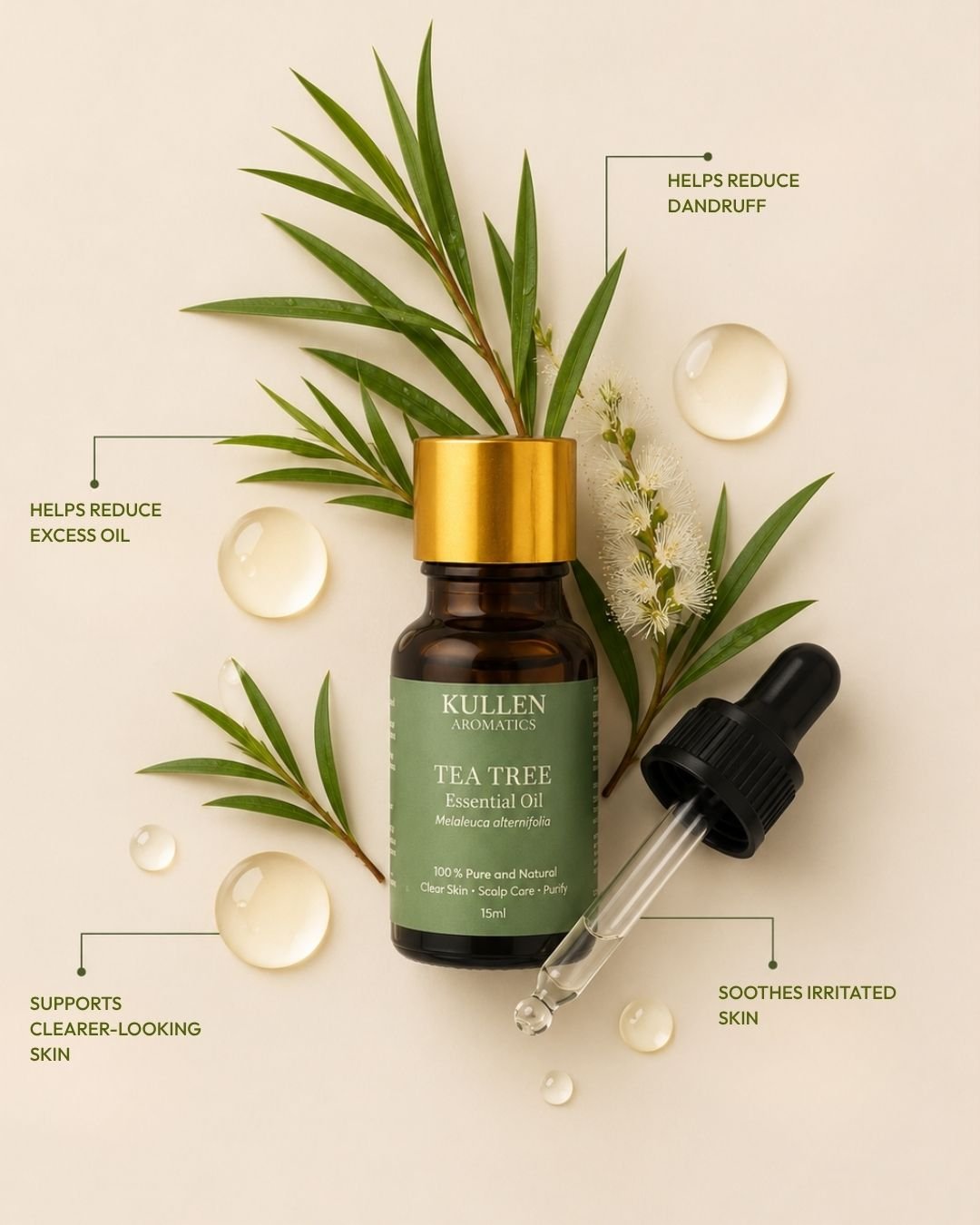 Kullen purifying essential oil, natural cleansing oil, tea tree aromatherapy